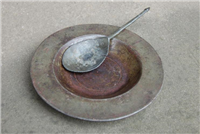 Tudor pewter plate and spoon.